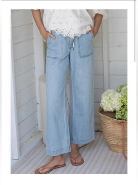 Light Wash Wide-Leg Denim Pants - Casual Comfort